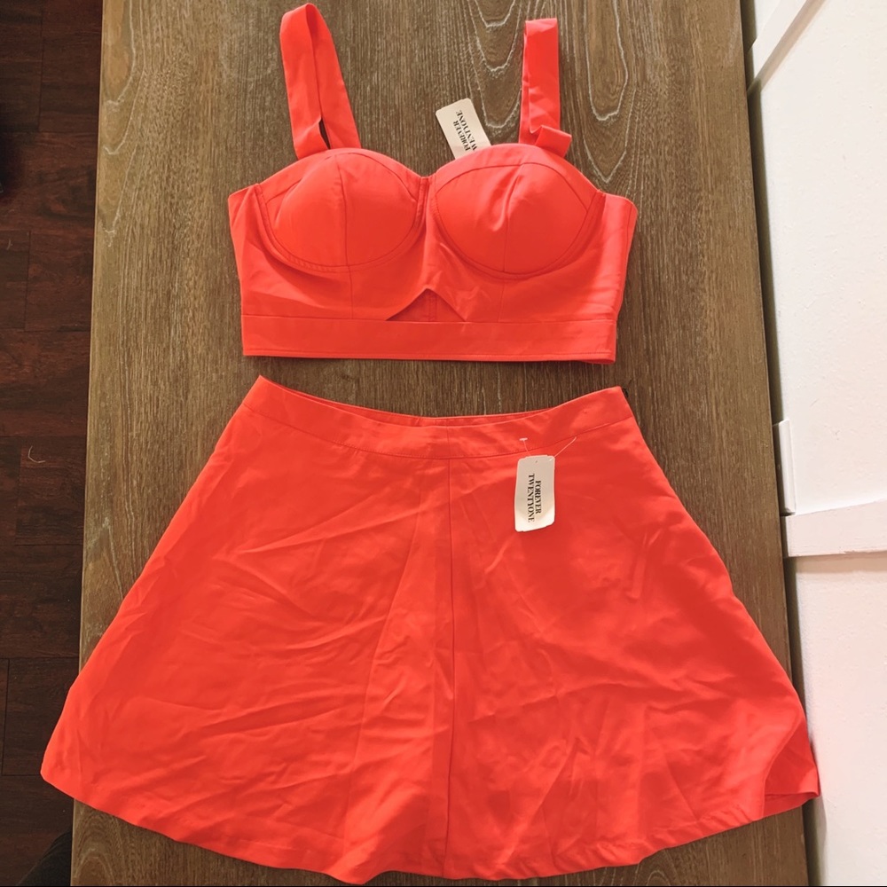 NEW Coral Skirt and Crop Top size M